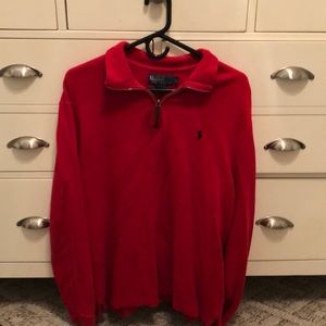Ralph Lauren Red Quarter Zip Sweatshirt
